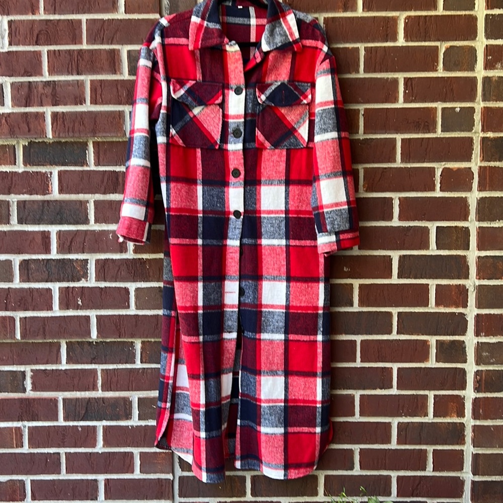 Amazon plaid midi shacket with side pockets
